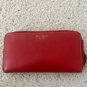 Kate spade red zip around wallet